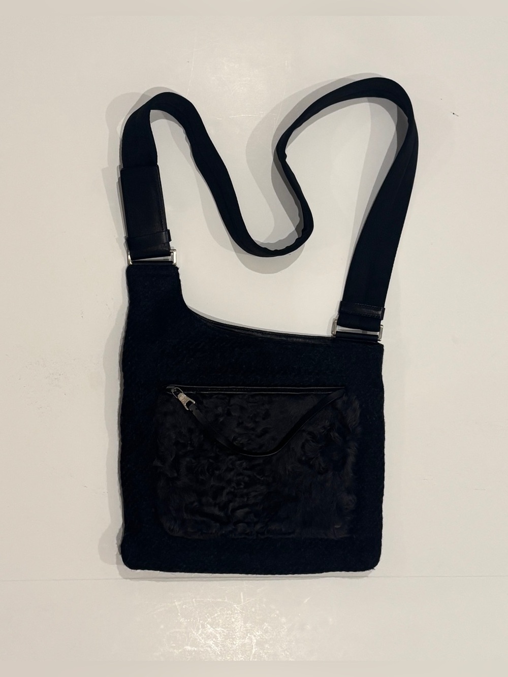 Prada Shetland wool and Pell bag